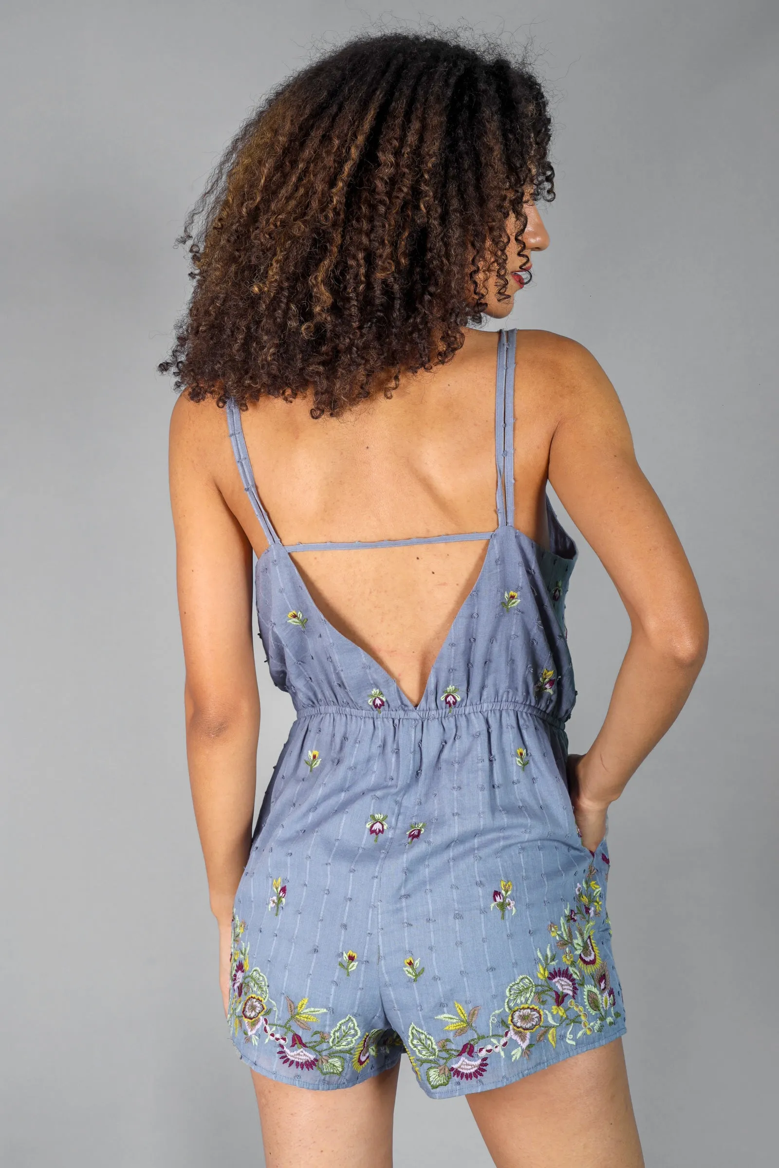 Evelyn Embroidered Cute Romper