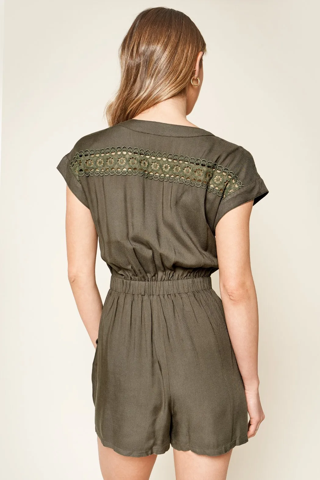 Explorer Olive Lace Inset Romper