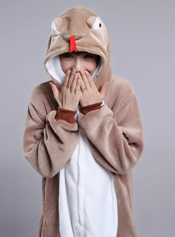 Flannel Conjoined Cartoon Animal Zodiac Snake Pajamas