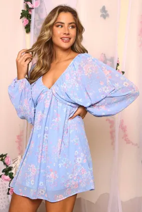 Floral Chambray Babydoll Dress