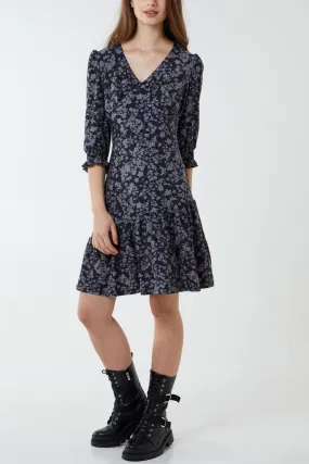 Floral V Front Tea Soft Touch Dress