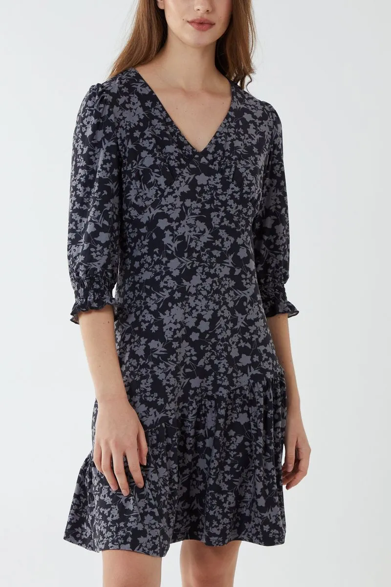 Floral V Front Tea Soft Touch Dress