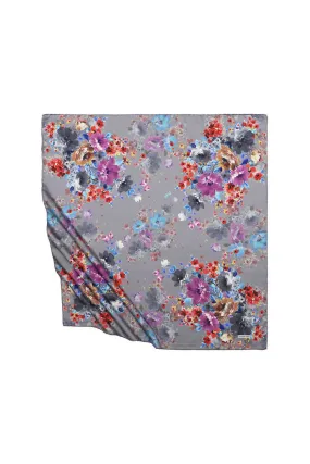 Gray Geranium Pattern Silky Square Scarf