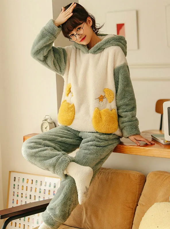 Green Egg Long Sleeve Warm Thickening Velvet Cute Flannel
