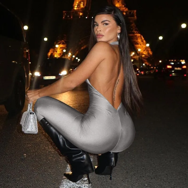 Halter Backless Bodycon Jumpsuit