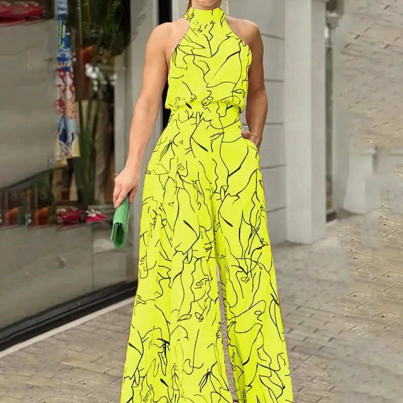 Halter Neck Long Summer Jumpsuit