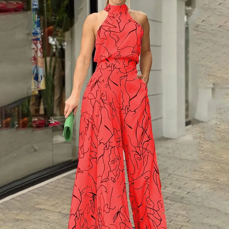 Halter Neck Long Summer Jumpsuit