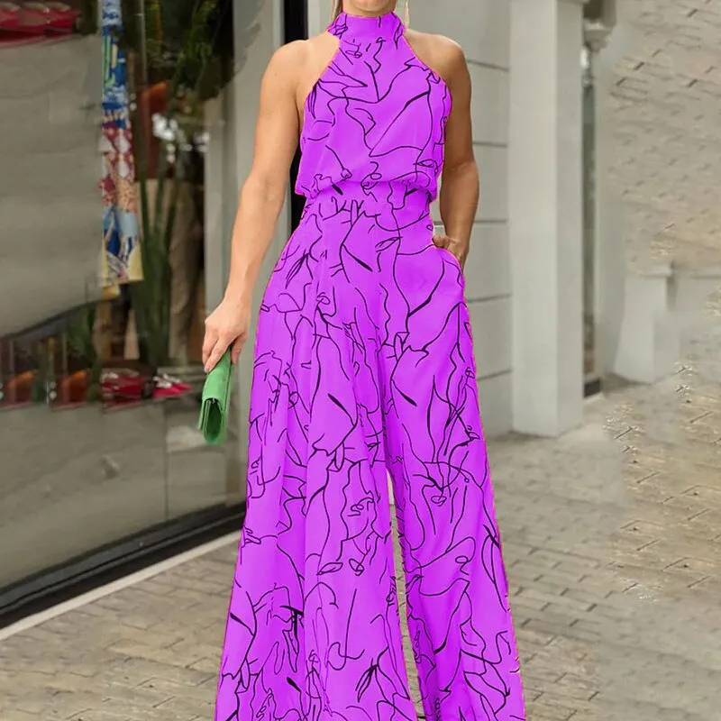Halter Neck Long Summer Jumpsuit