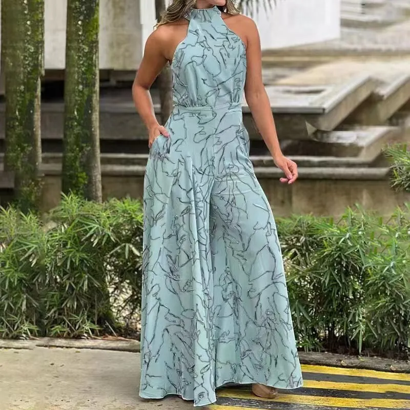 Halter Neck Long Summer Jumpsuit