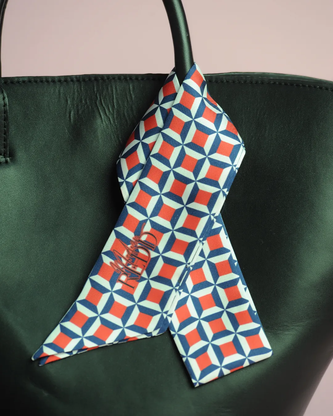 Haute Redd Red Blue & White Silk Twilly Scarf