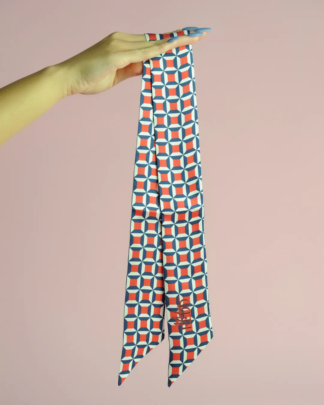 Haute Redd Red Blue & White Silk Twilly Scarf