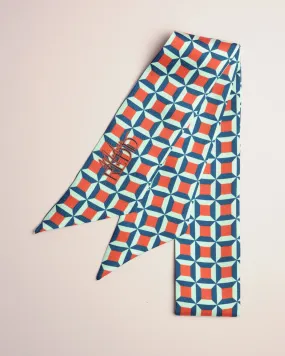 Haute Redd Red Blue & White Silk Twilly Scarf