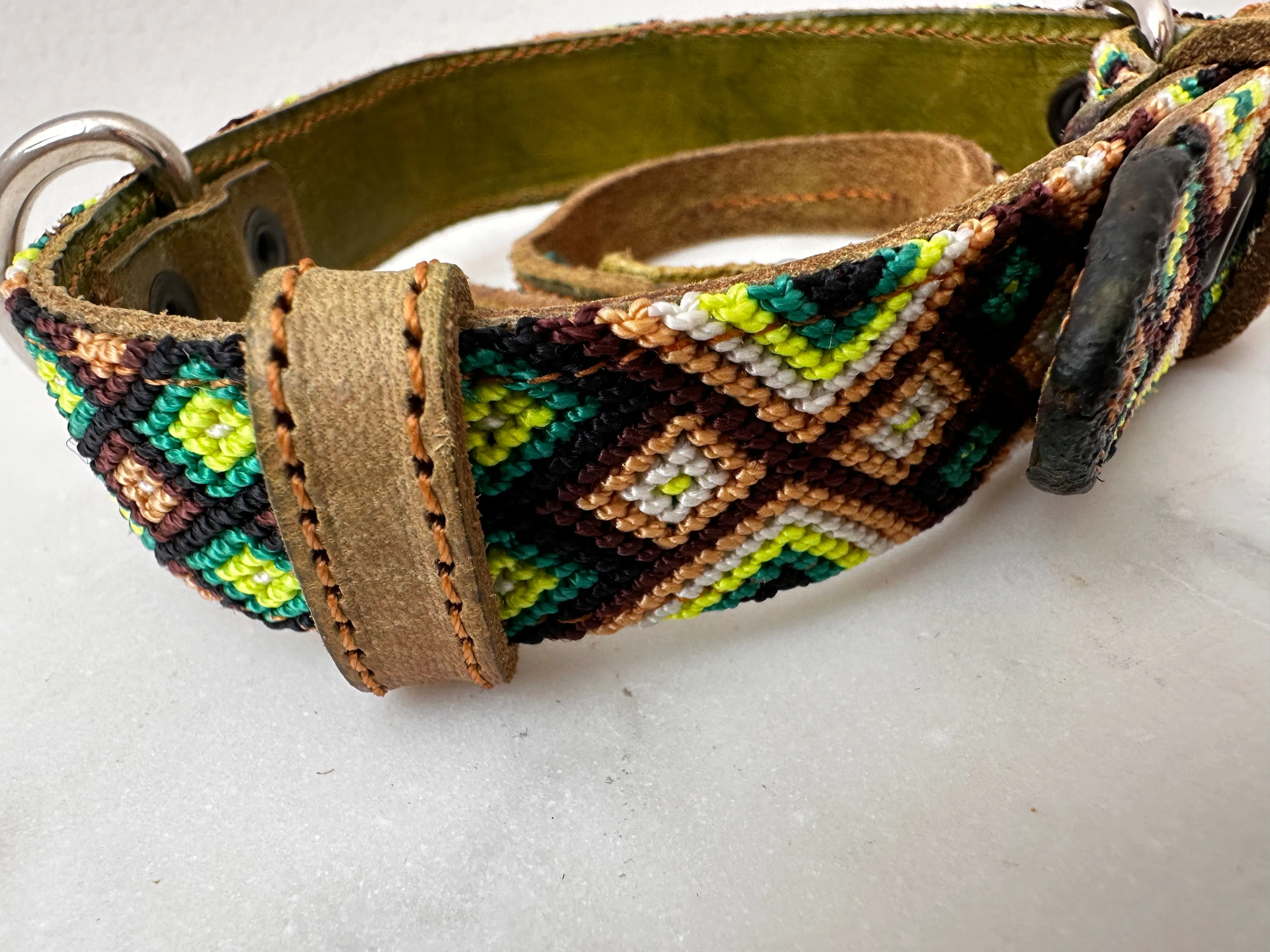 Huichol Fully Embroidered Dog Collar S4