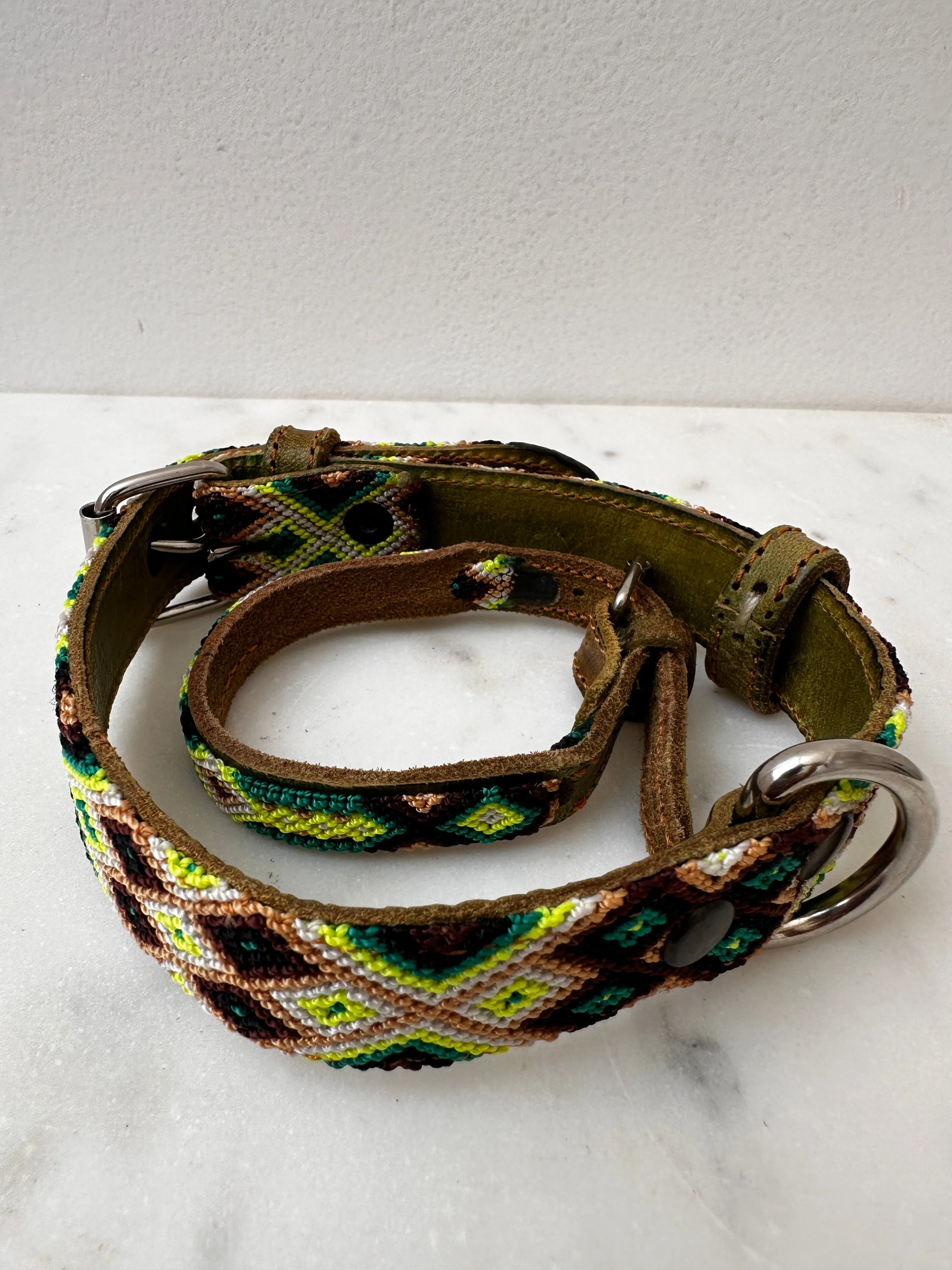 Huichol Fully Embroidered Dog Collar S4