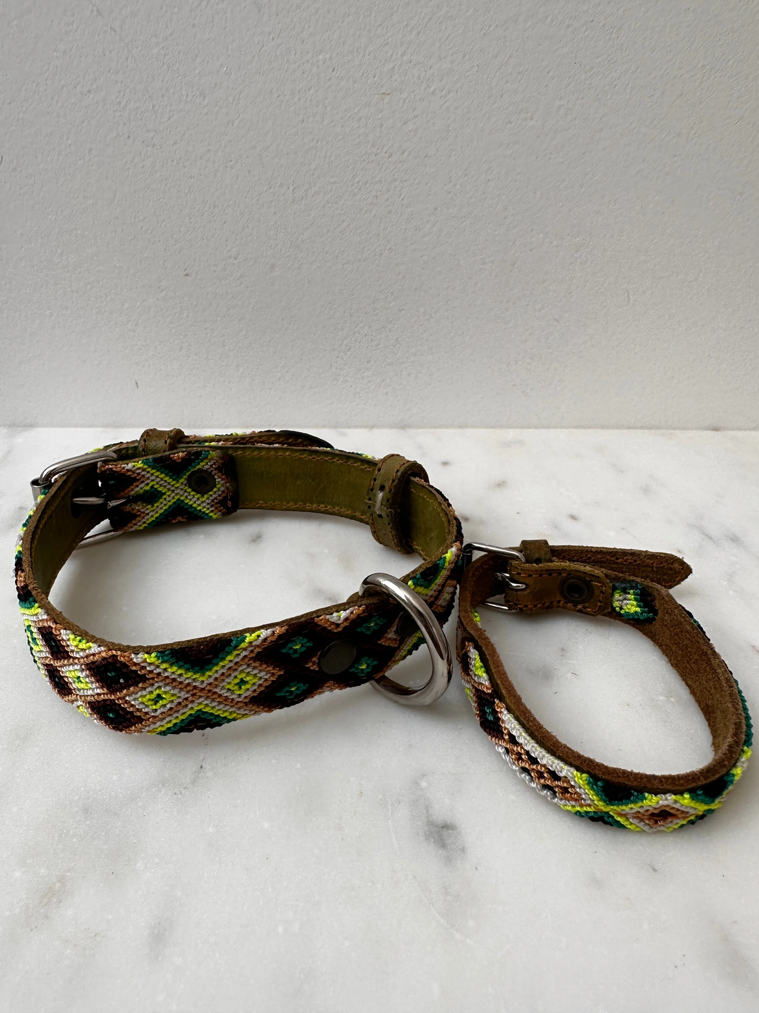Huichol Fully Embroidered Dog Collar S4