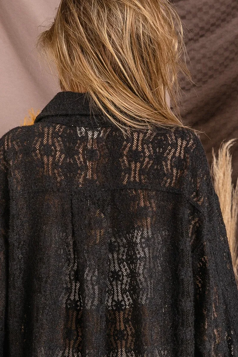IP4500-50 | OVERSIZED LACE SHACKET WITH FRONT POCKETS