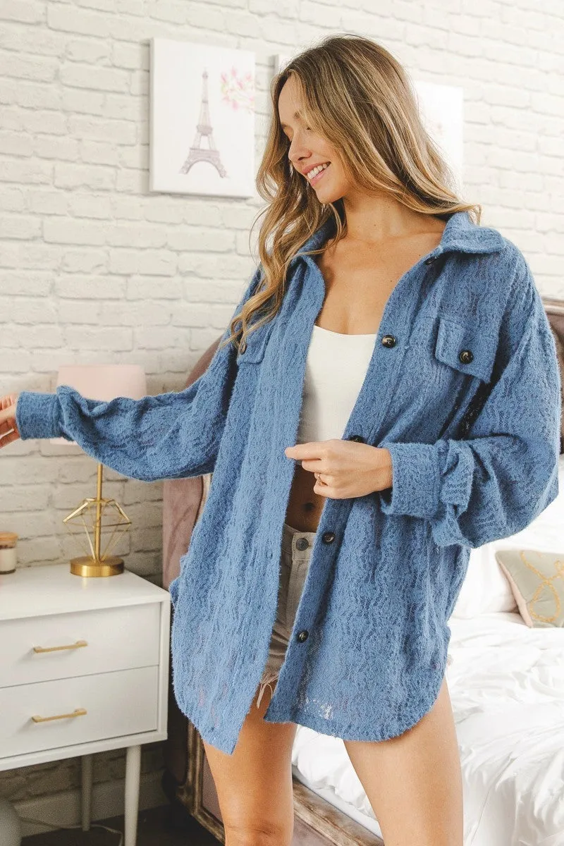 IP4500-50 | OVERSIZED LACE SHACKET WITH FRONT POCKETS