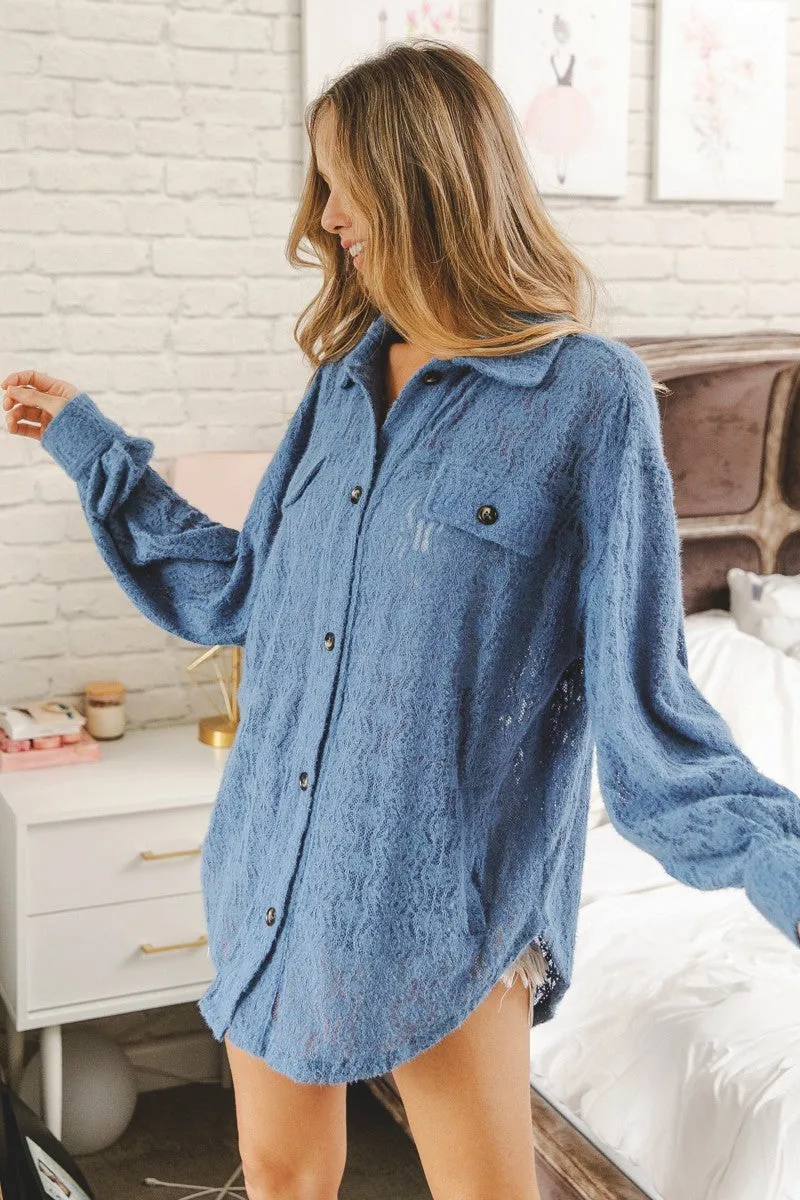 IP4500-50 | OVERSIZED LACE SHACKET WITH FRONT POCKETS