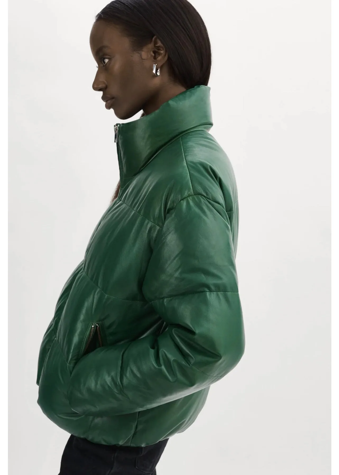 IRIS PUFFER JACKET IN BOTTLE GREEN BY LA MARQUE SPRING 24