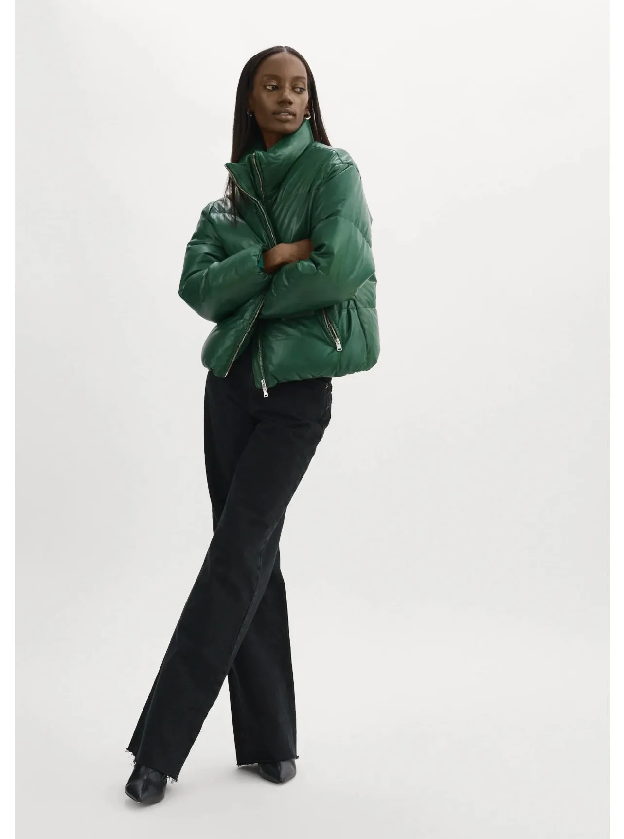 IRIS PUFFER JACKET IN BOTTLE GREEN BY LA MARQUE SPRING 24