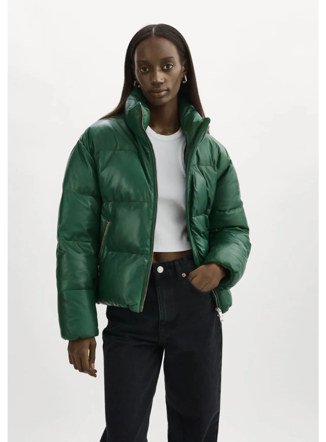 IRIS PUFFER JACKET IN BOTTLE GREEN BY LA MARQUE SPRING 24