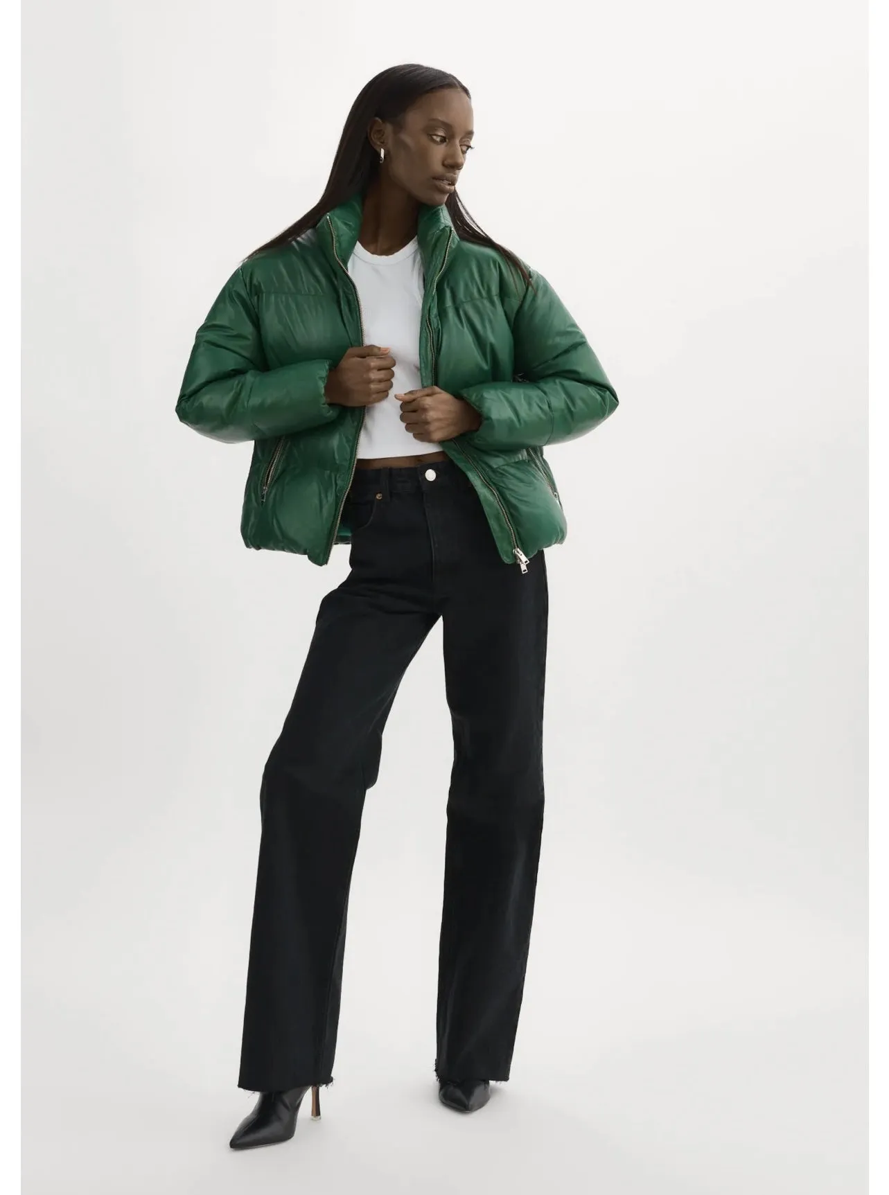IRIS PUFFER JACKET IN BOTTLE GREEN BY LA MARQUE SPRING 24