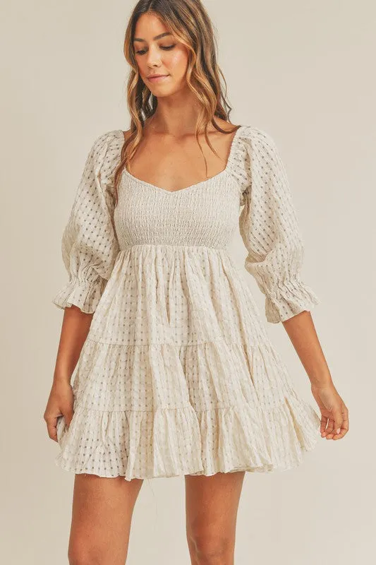 Ivory Lattice Tiered Babydoll Dress