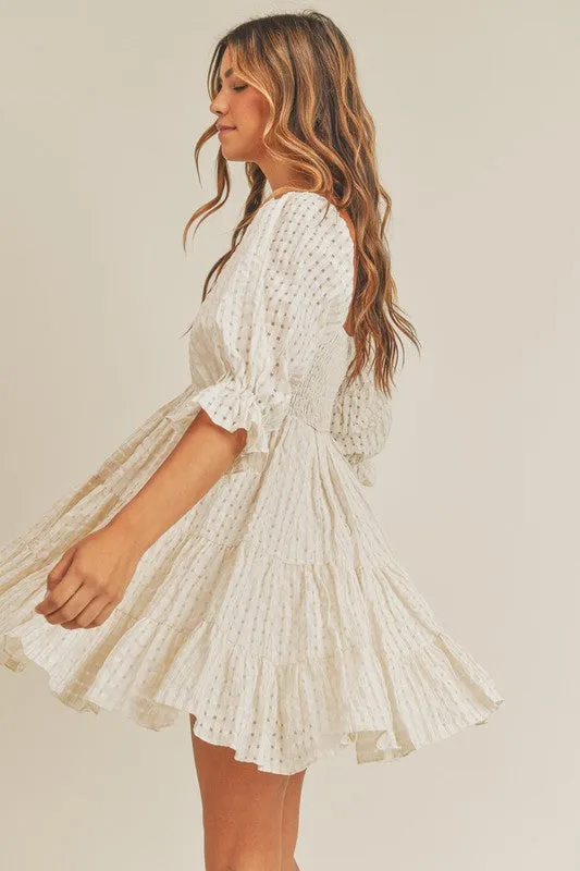 Ivory Lattice Tiered Babydoll Dress