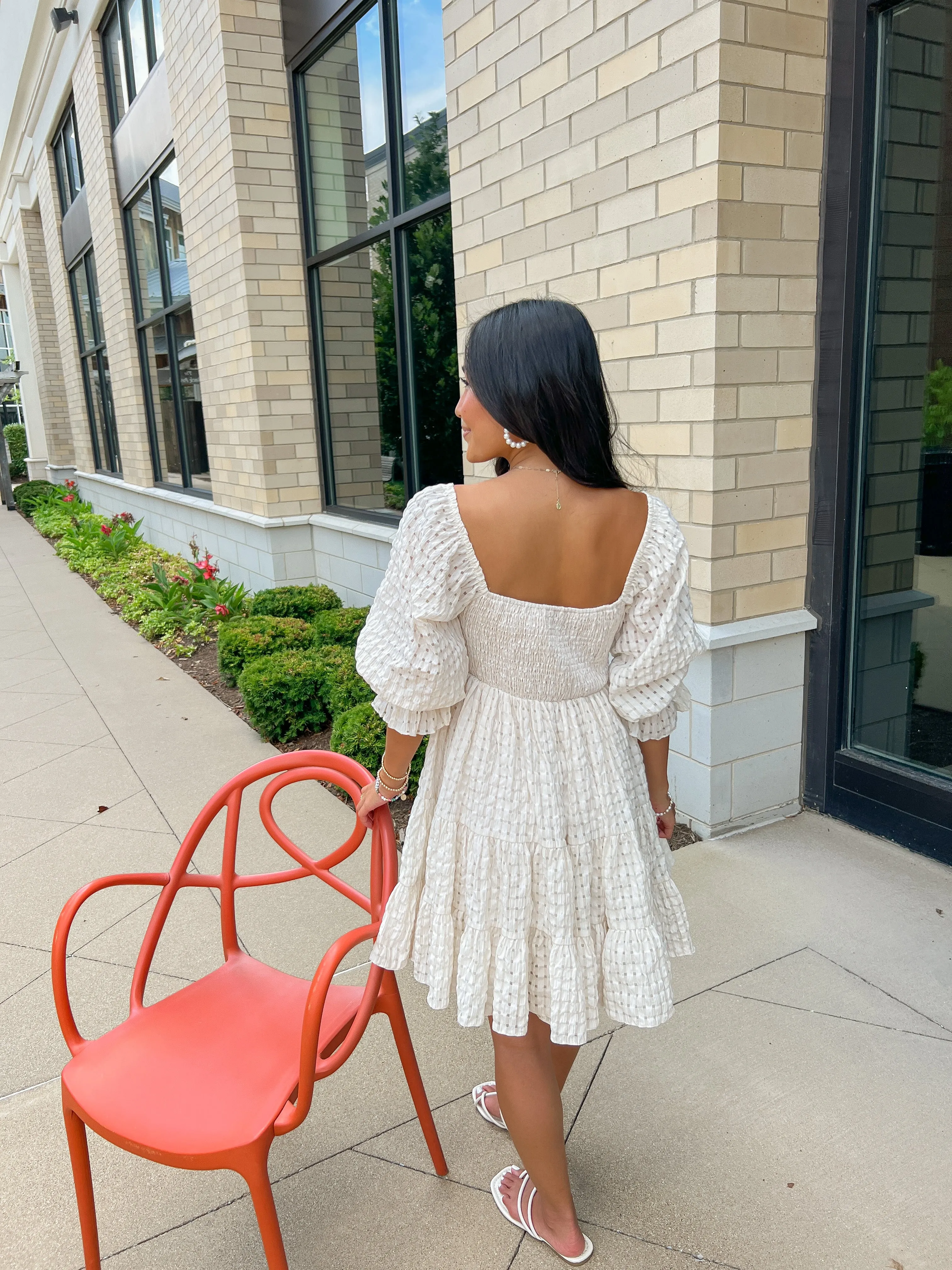 Ivory Lattice Tiered Babydoll Dress