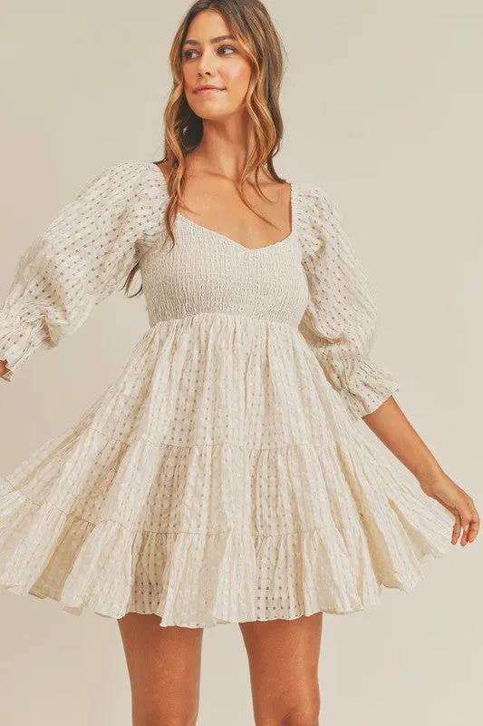 Ivory Lattice Tiered Babydoll Dress
