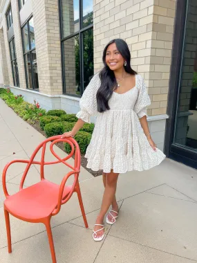 Ivory Lattice Tiered Babydoll Dress