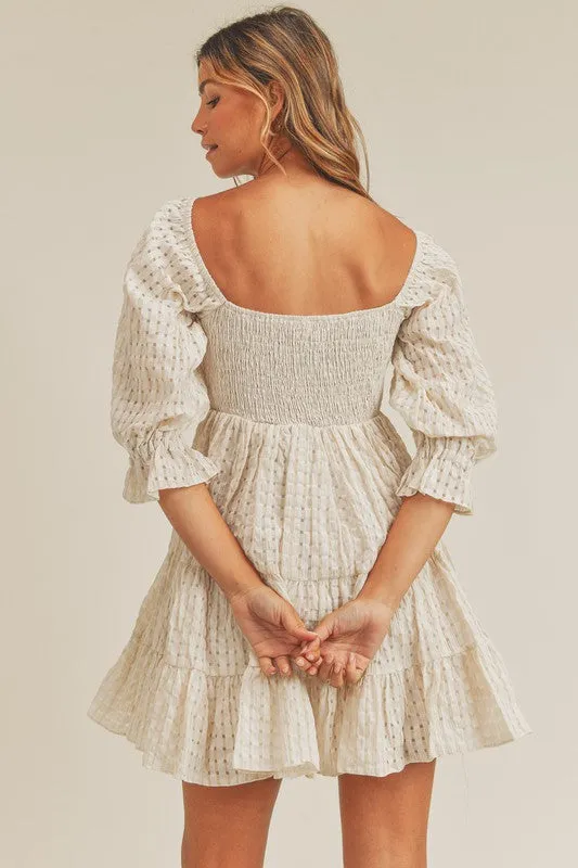 Ivory Lattice Tiered Babydoll Dress