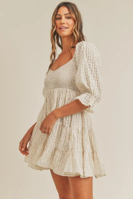 Ivory Lattice Tiered Babydoll Dress