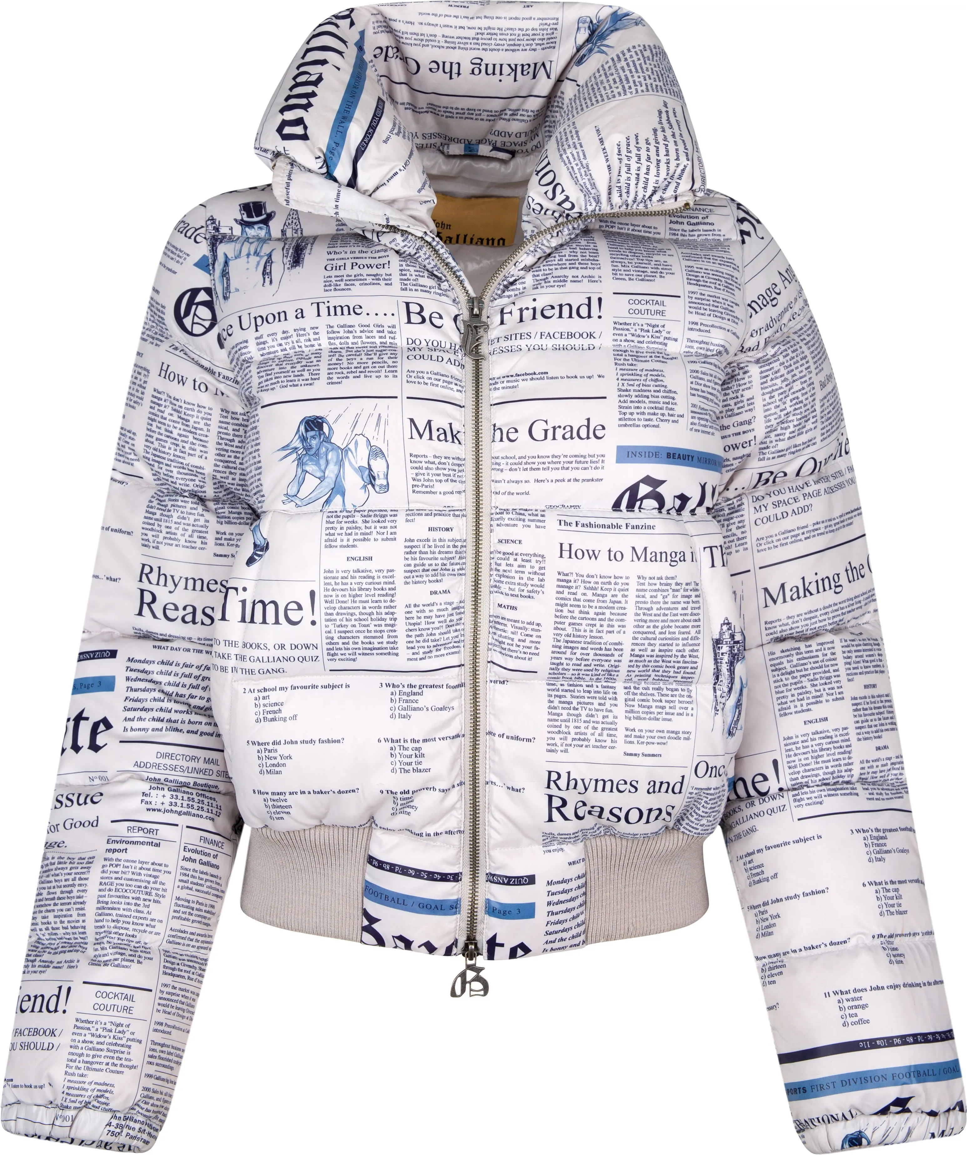 John Galliano Gazette Newspaper Puffer Jacket