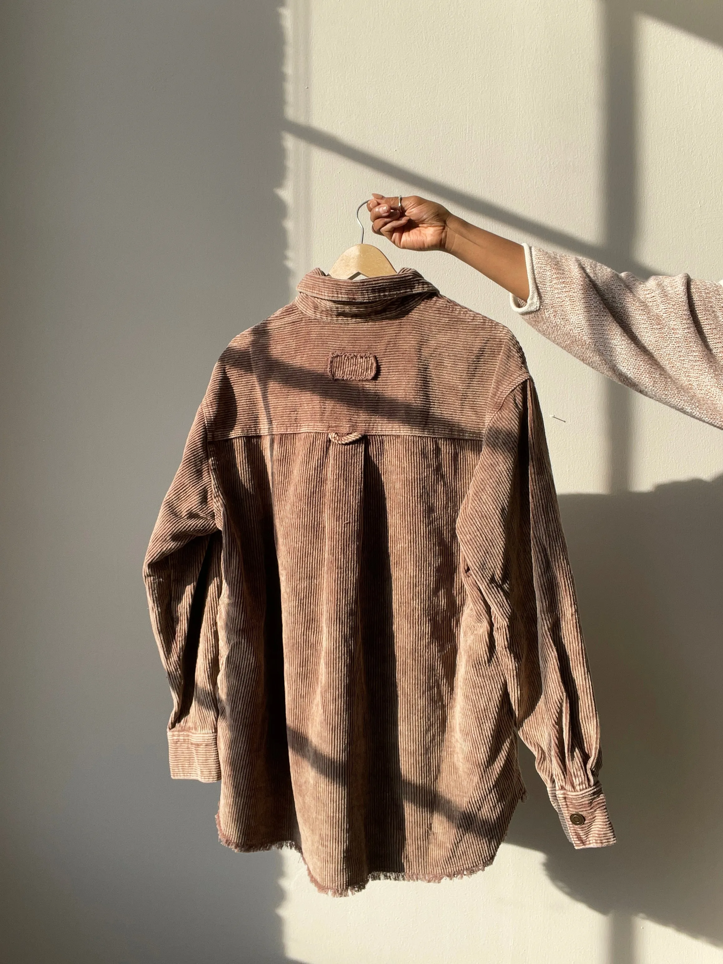 Kimberly Cotton Corduroy Shacket In Acid Brown