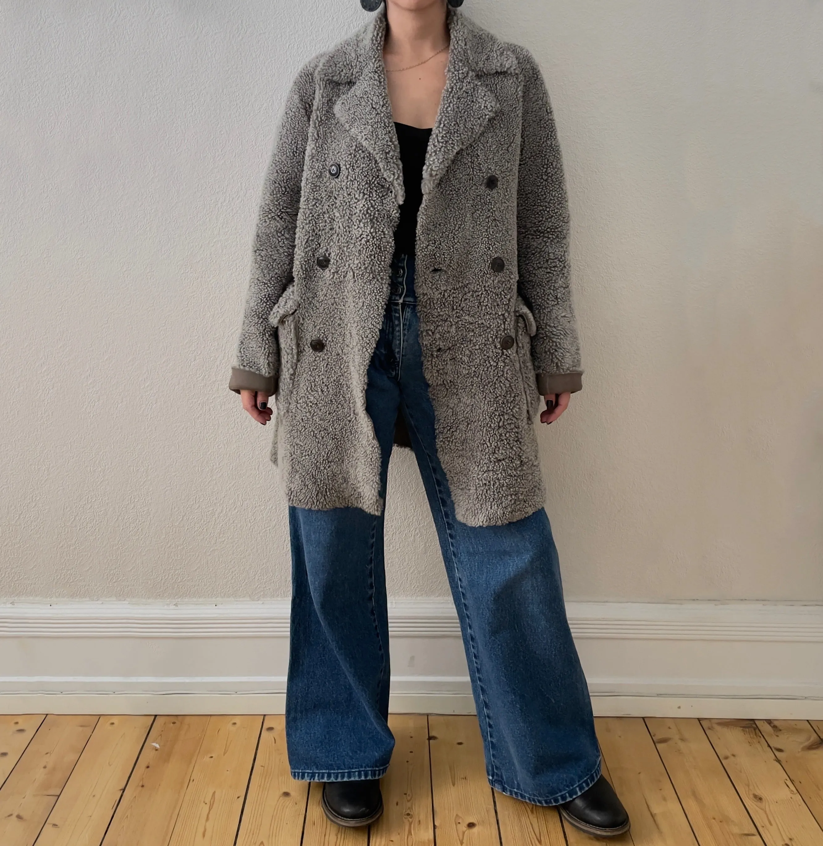 Lambskin Pea Coat - real fur