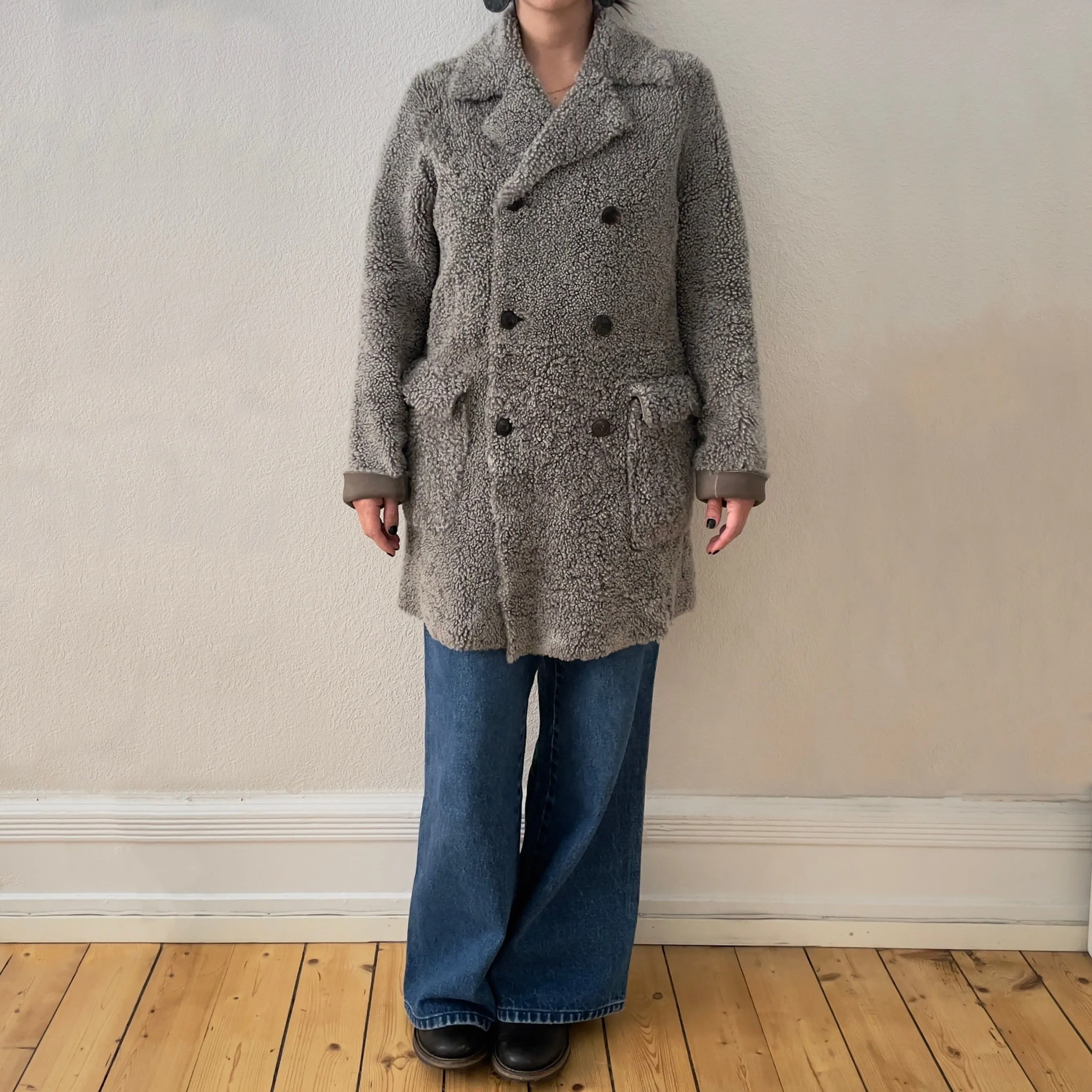 Lambskin Pea Coat - real fur