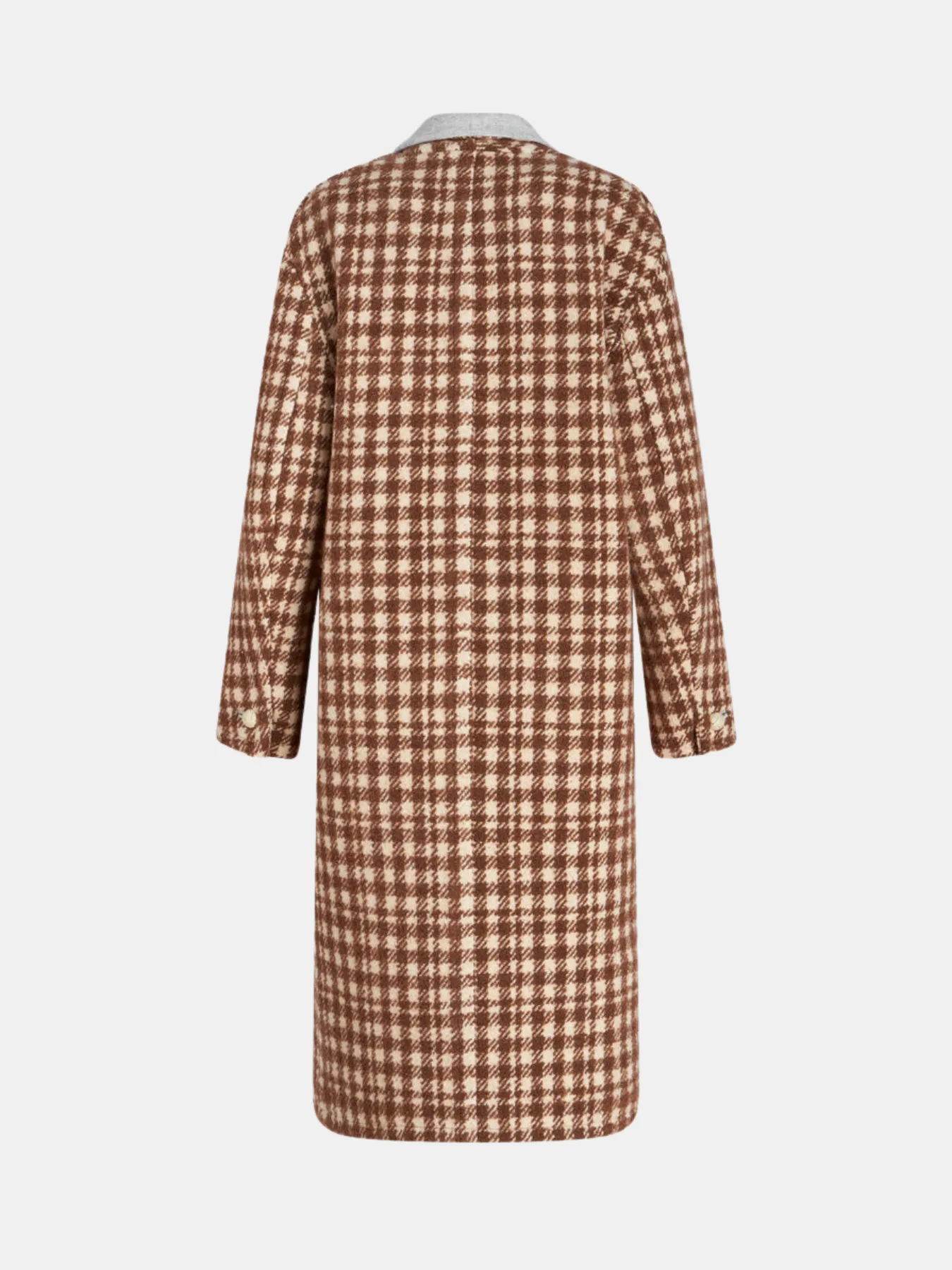 Long Houndstooth Coat - Brown/Multi