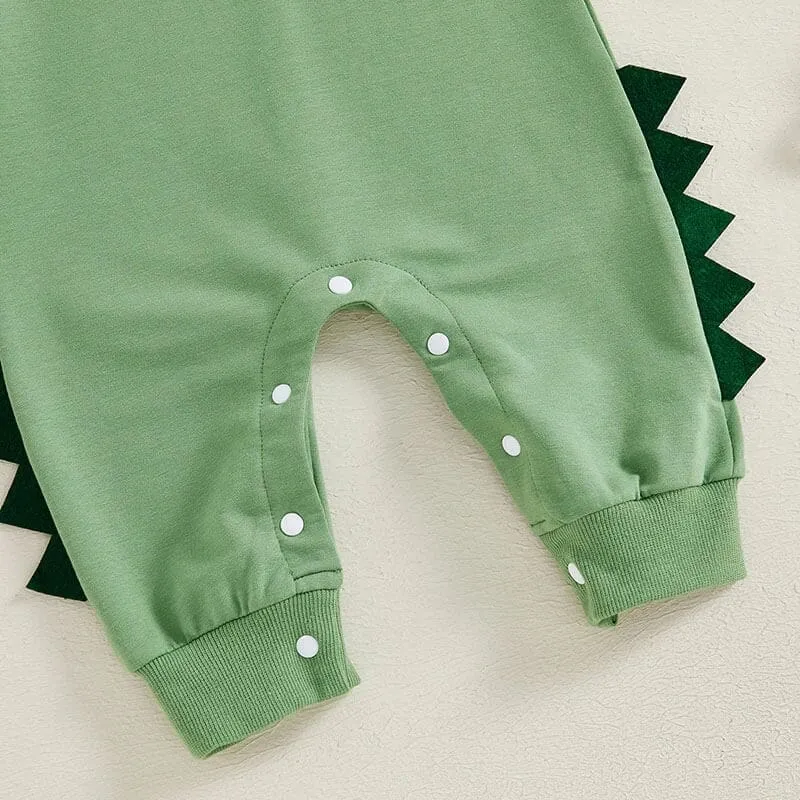Long Sleeve Dino Hooded Baby Jumpsuit