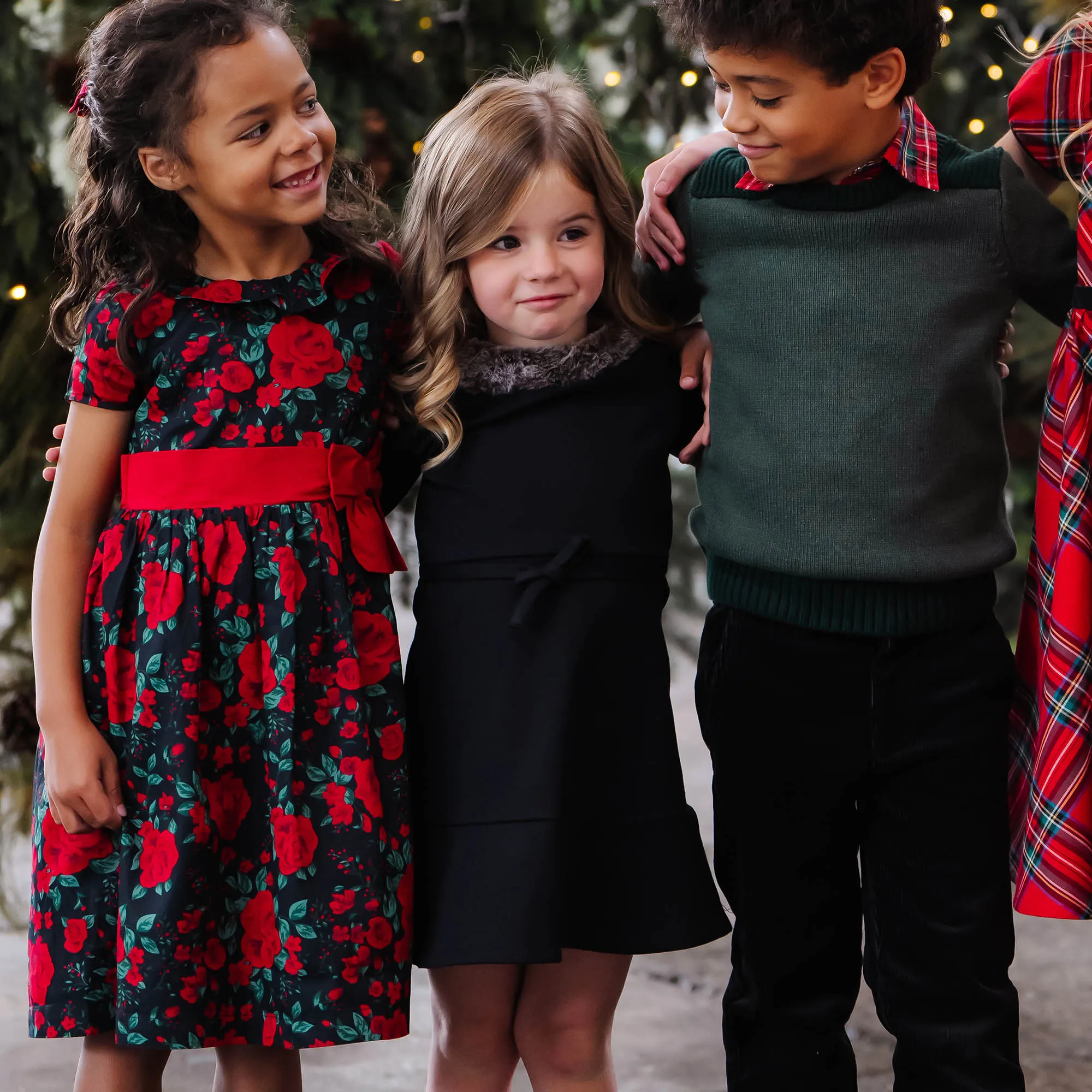 Long Sleeve Ponte Dress with Faux Fur - Baby