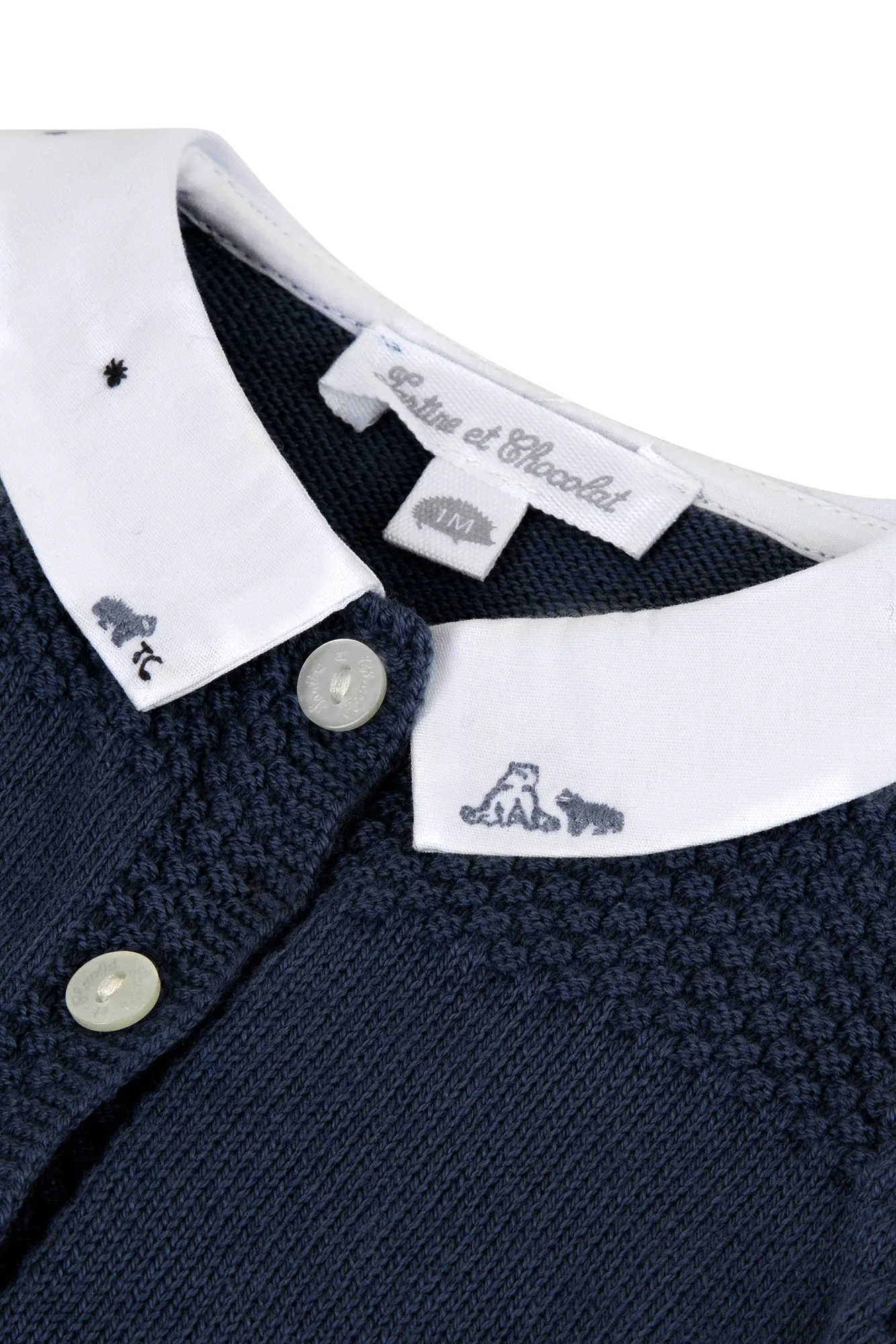 Long-sleeved romper suit - Navy jersey