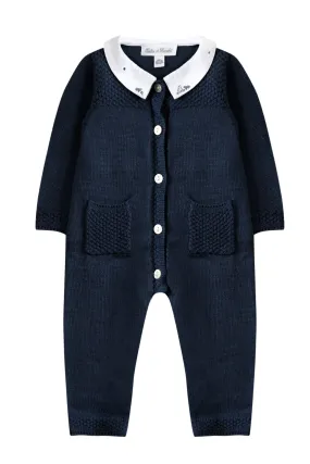 Long-sleeved romper suit - Navy jersey