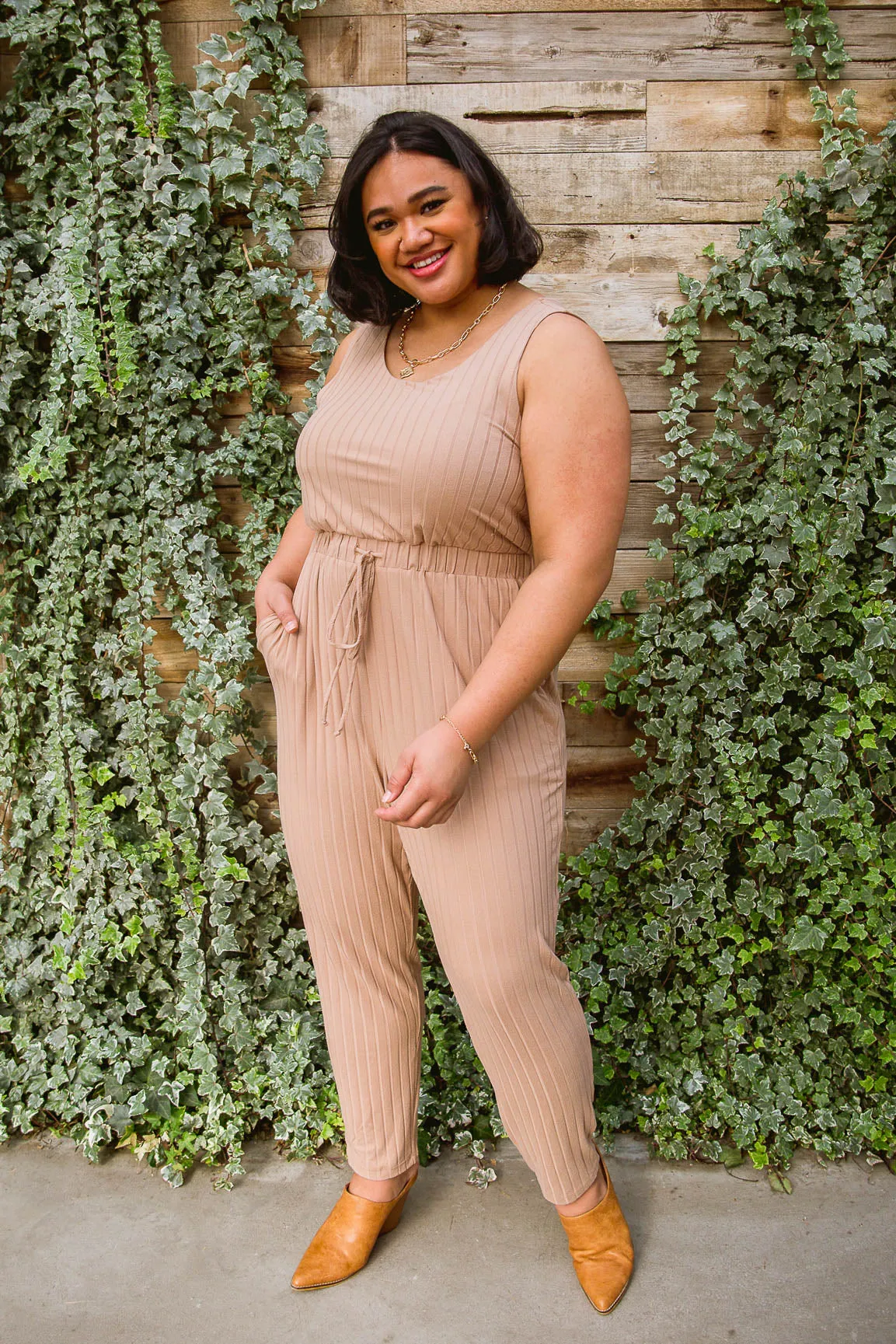 Make it Mine Jumpsuit in Tan
