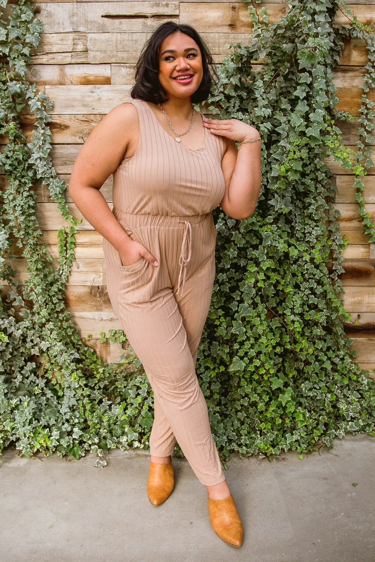 Make it Mine Jumpsuit in Tan