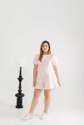 Marble Print Denim Romper (Pink)