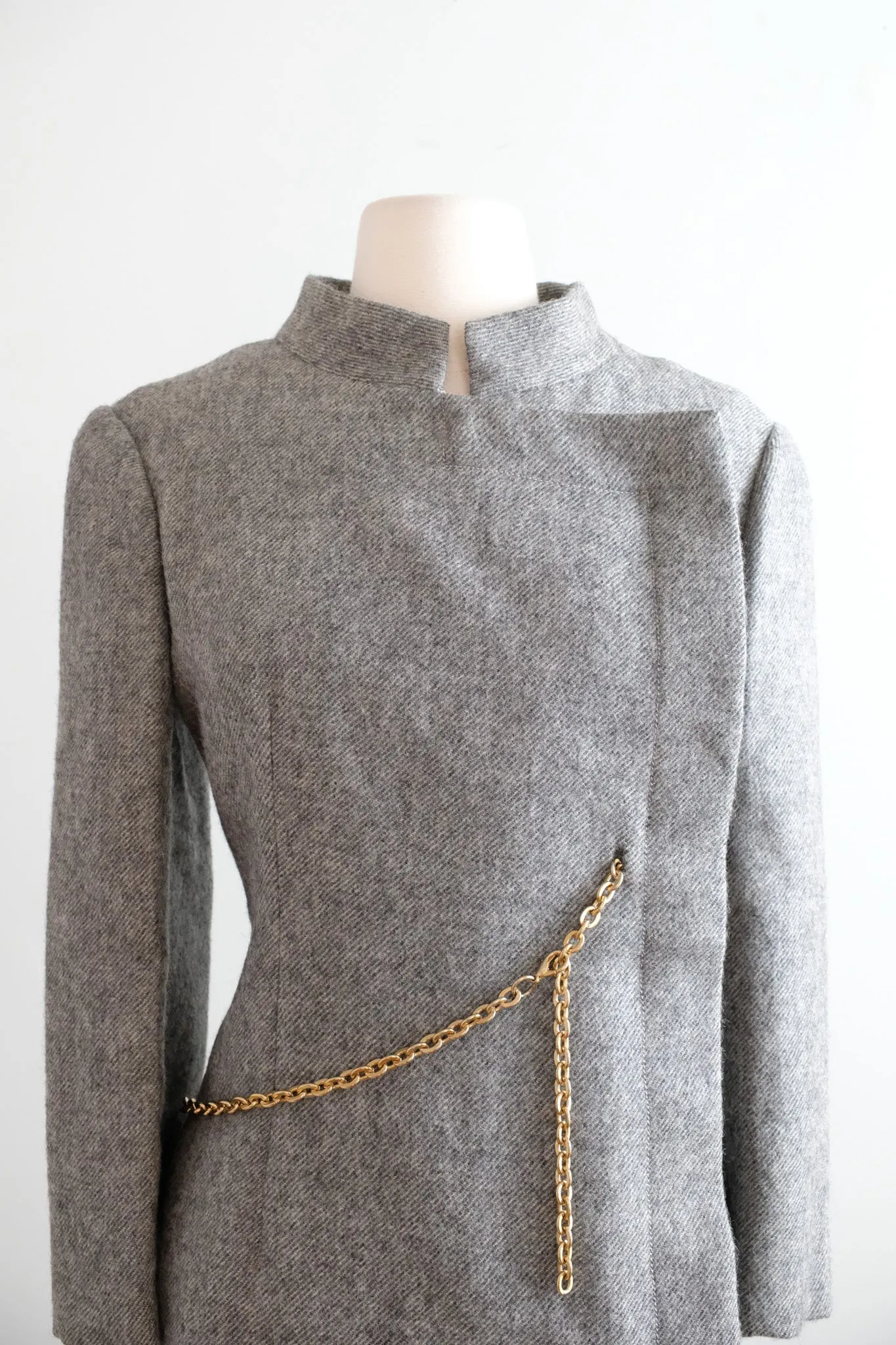Marvelous 1960's Structured Grey Wool Coat Saks Fifth Ave / Sz M