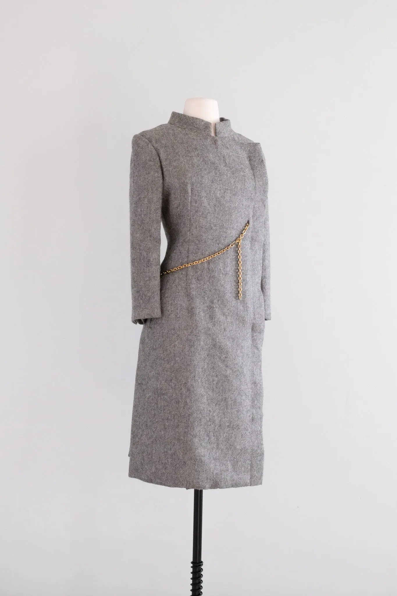 Marvelous 1960's Structured Grey Wool Coat Saks Fifth Ave / Sz M