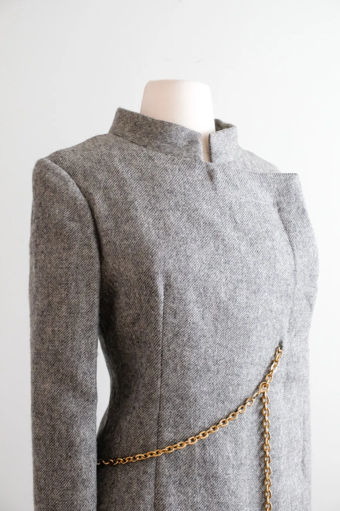 Marvelous 1960's Structured Grey Wool Coat Saks Fifth Ave / Sz M