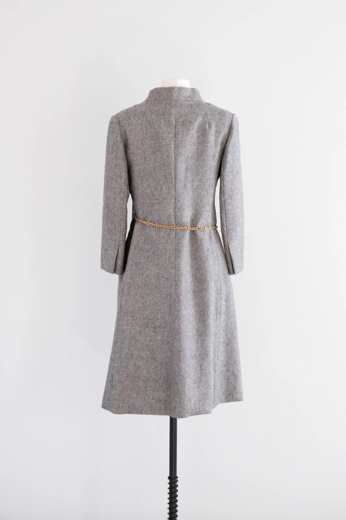 Marvelous 1960's Structured Grey Wool Coat Saks Fifth Ave / Sz M