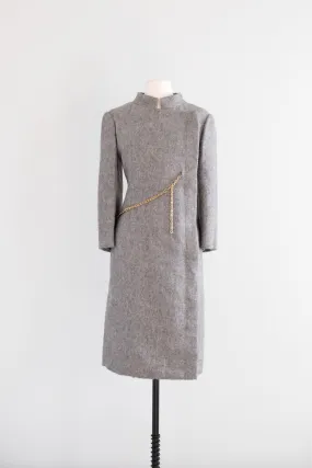 Marvelous 1960's Structured Grey Wool Coat Saks Fifth Ave / Sz M
